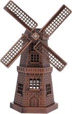 Yosoo Health Gear Windmill Ornament Retro Red Bronze Statues, Mini Windmill Stat