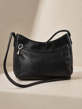 Vintage Fossil Small Black Leather Crossbody Shoulder Bag Purse Key Charm 75082