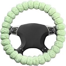 Fluffy Car Steering Wheel Cover, 14.5-15 Inches Anti-Slip Plush F Color: Green