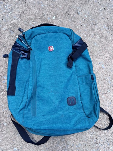 Swiss Gear Green Laptop Backpack Multiple Pockets Full Open Zip Adjustable READ