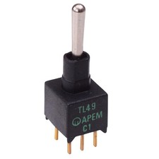 TL49P005200 APEM On-Off-On Subminiature Washable PCB Toggle Switch DPDT 0.4A
