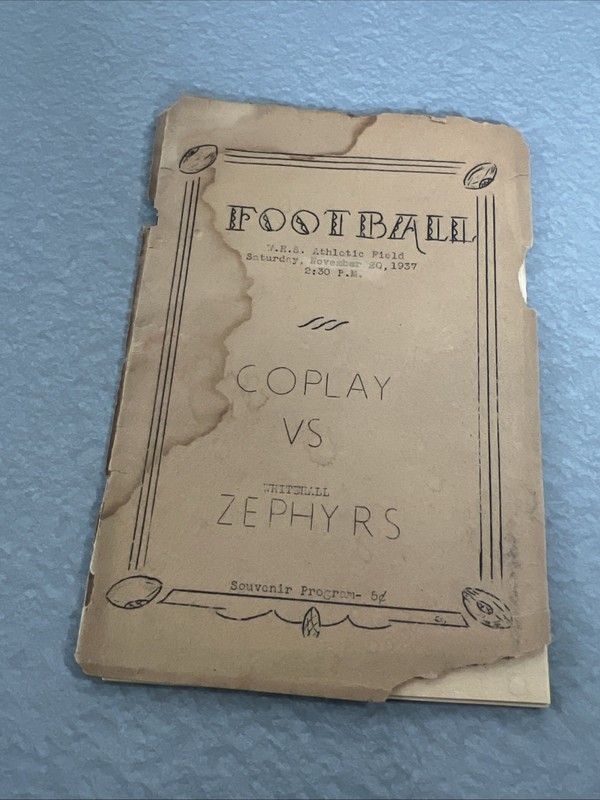 Vintage 1937 High School Football Program