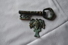 Vintage Messing Korkenzieher Öffner Schlüssel mit Aufhänger Wein Schöne Patina