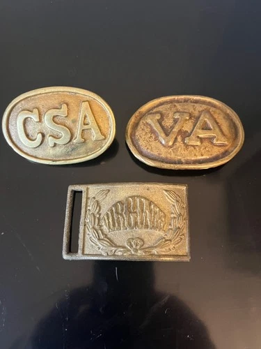 3 brass belt buckles civil war