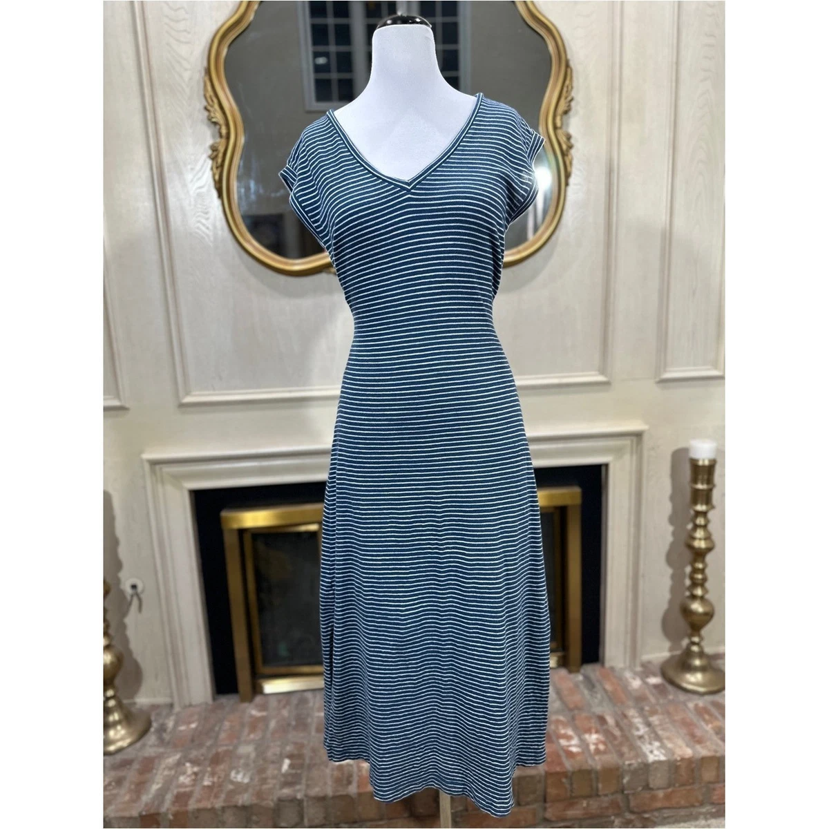 loft navy blue dress Umgee Linen V-Neck Collared Dress 1X / Navy