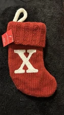 Target Wondershop Red Mini 7" Christmas Stocking Embroidered "X” Letter Knit