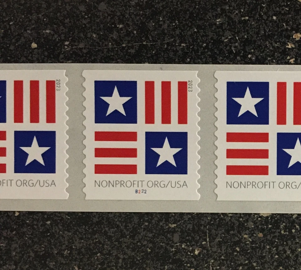 2023USA #5756A 5c NonProfit Patriotic Block - Plate Coil PNC Strip of 5  #B222 - Image 2 of 2