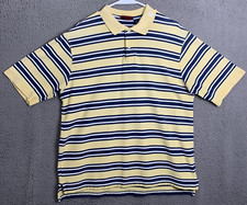 Saddlebred Polo Shirt Mens Large Short Sleeve Button Collared Cotton Yellow