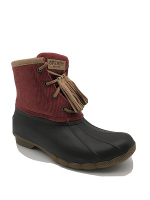 Sperry Women's Saltwater Tassel Corduroy Duck Boots - Wine 6.5M