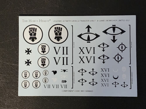 Warhammer Horus Eresia Legione Astartes Foglio di Trasferimento Decalcomania Veicolo, Q41
