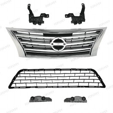 For Nissan Sentra 2013-2015 Front Bumper Chrome Upper Lower Grille W Bracket