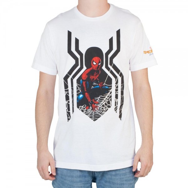 Spider-Man Homecoming Mens Tee T-Shirt White Logo Silver Web Spider-Man Homecoming Mens Tee T-Shirt White Logo Silver Web