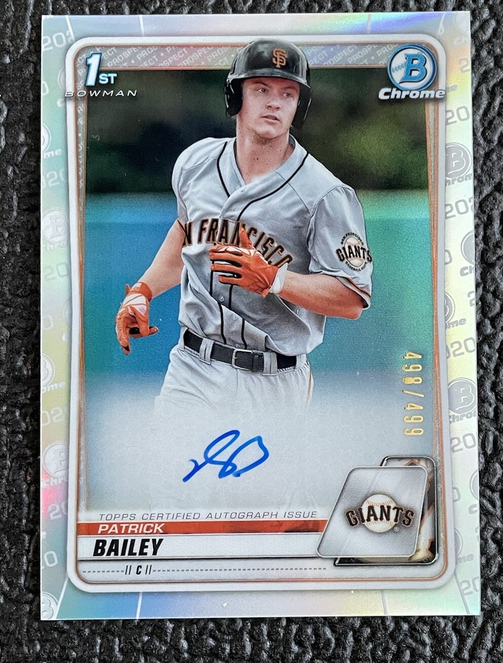 🔥PATRICK BAILEY 2020 BOWMAN CHROME 1ST REFRACTOR AUTOGRAPH #'D /499!🔥GIANTS!