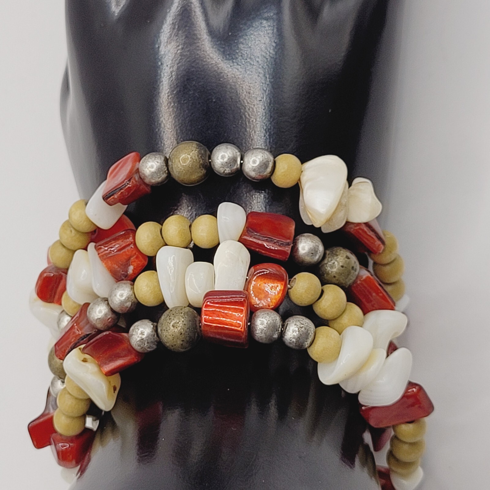 Chunky Wrap Memory Wire Glass Shell Colorful Boho… - image 20