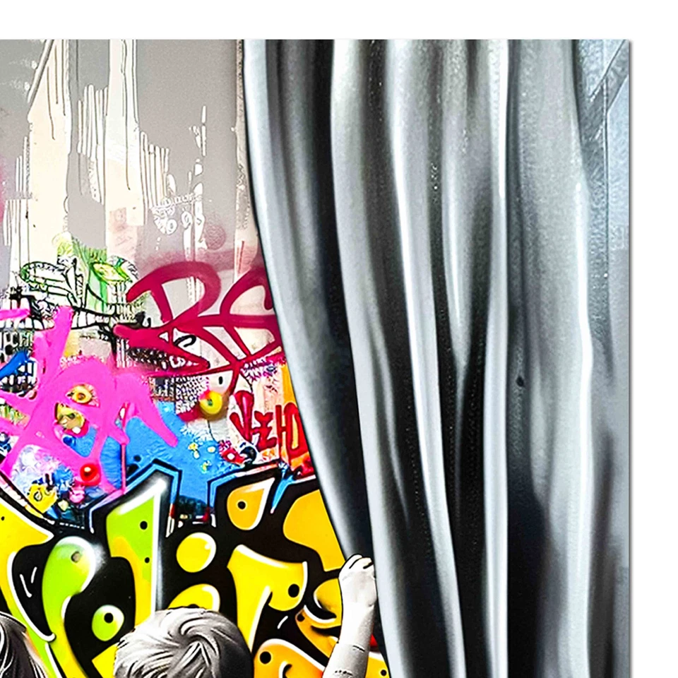 Kunstdruck auf Leinwand - Boy and Girl vor dem Graffiti (div. Größen) Street Art - Bild 4 von 4