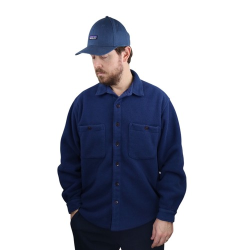 Vtg 90s Patagonia Synchilla Fleece Chore Barn Coat Jacket Mens Small Medium Blue - Picture 2 of 12