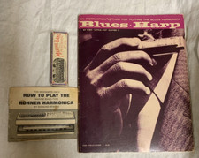 70s M Hohner Marine Band C Harmonica with Box, Blues Harp Book T. Glover, Manual