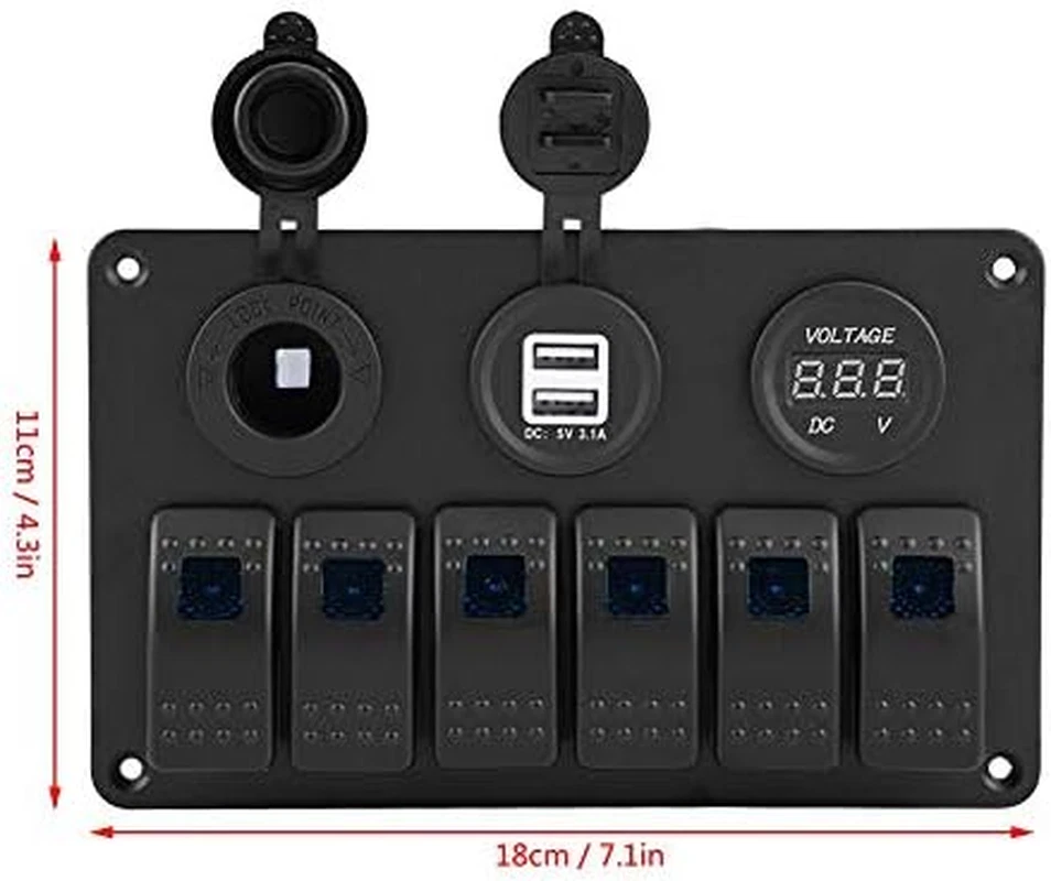 pannello 8 interruttori barca adatto per Pannello interruttori a bilanciere 6 Ga - Immagine 4 di 4