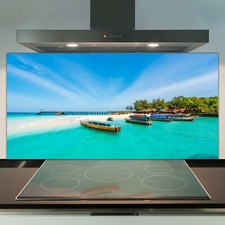 Pannello cottura piastrelle splashback cucina vetro 100x50 colorato paesaggio marino esotico