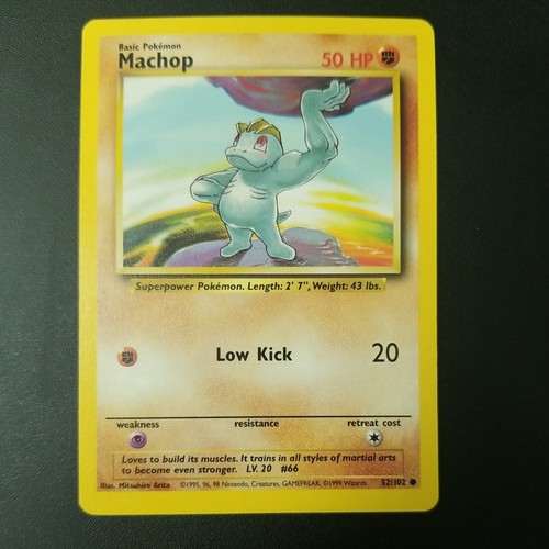 MACHOP 52/102 - VINTAGE WOTC POKEMON CARD - Unlimited Edition - NM - 第 1/2 張圖片