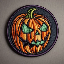 HALLOWEEN PUMPKIN JACK O LANTERN iron-on applique PATCH ORANGE new Decorative