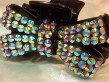 X Large Vintage 80's Signed AA 9258 AB 3.5 inch Rhinestone Hair Clip  27MY3