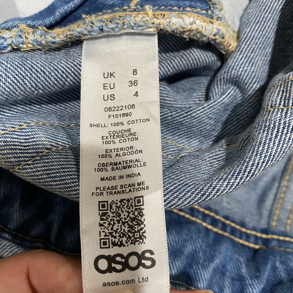 Mono vaquero azul con hebilla de bolsillo lavado medio para mujer ASOS Denim UK 8/US 4 Foto 3 de 4