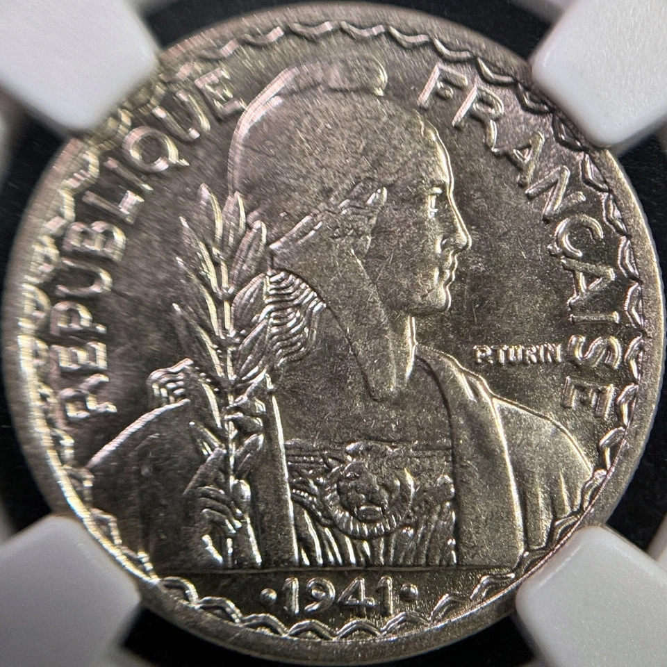 FRENCH INDOCHINA. 1941, 20 Cents - NGC MS65 - Marianne, Rice, San Francisco WWII - Image 3 of 4