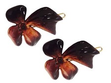 Parcelona French Lunaria Flower Small Shell Cellulose Snap on Hair Pin Barrette
