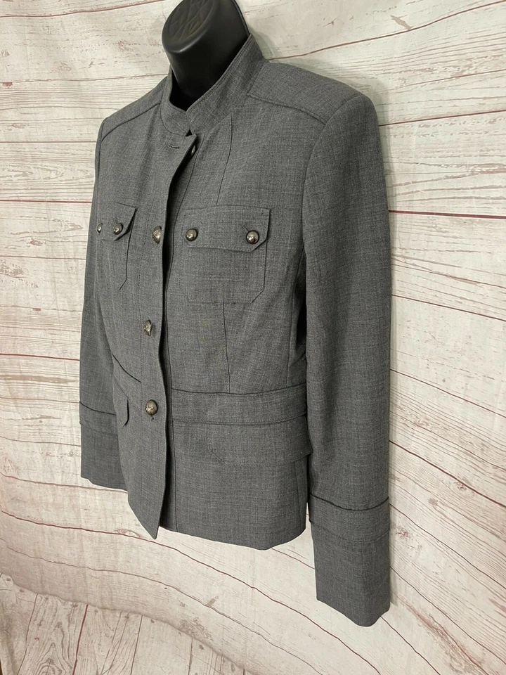 Conjunto de 2 blazer e calças femininas Express Design Studio cor cinza: jaqueta - Imagem 3 de 4