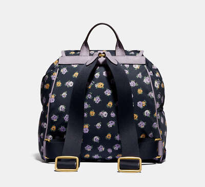 COACH Vintage Rose Print Nylon Cargo Backpack ~NWT~ midnight  display picture 1