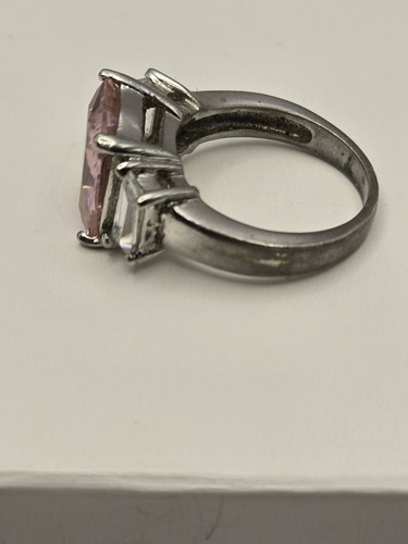 Sterling Silber modischer Ring, 925 mit Smaragdschliff rosa Kristall Größe 6 - Bild 4 von 6