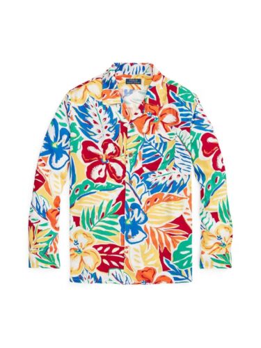 POLO RALPH LAUREN Męska koszulka z tropikalnym kwiatowym nadrukiem z długim rękawem Rozmiar-XL Nowa z metką 148 $ - Zdjęcie 1 z 10
