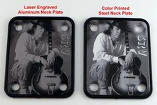BLACK Neck Plate - Custom Photo Engraving or Printing - 4 Hole Fender Style