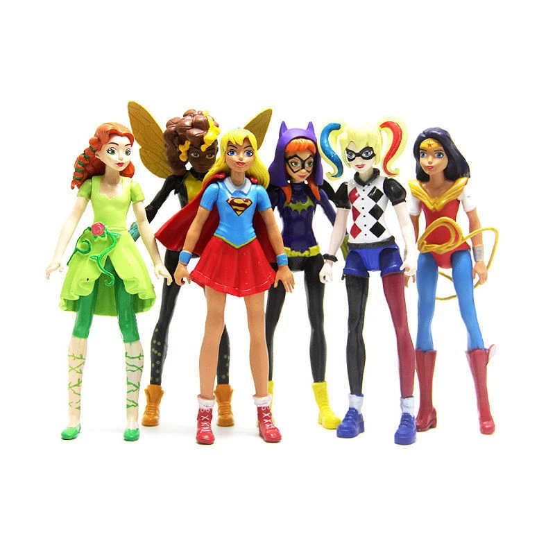 6PCS DC COMICS SUPER HERO GIRLS HARLEY BATGIRL SUPERGIRL IVY ACTION FIGURES TOY