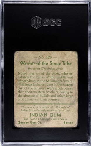 1933 Goudey Indian Gum #120 Tribù Sioux - Serie di 288 - Resistente - Foto 2 di 2