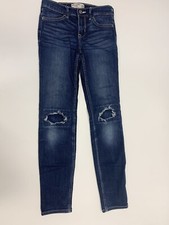 Abercrombie Kids Girls Super Skinny Blue Jeans Size Slim 11/12 Distrassed READ