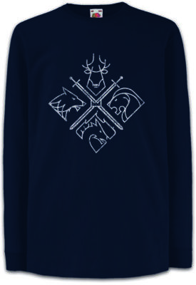 HOUSE EMBLEMS Kinder Langarm T-Shirt Game of Swords Houses Thrones Wolf Stark