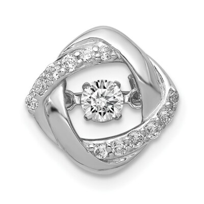 14K Weißgold 1/4ctw. Lebendiger verschlungener Diamant Quadrate Kette Schieber Anhänger