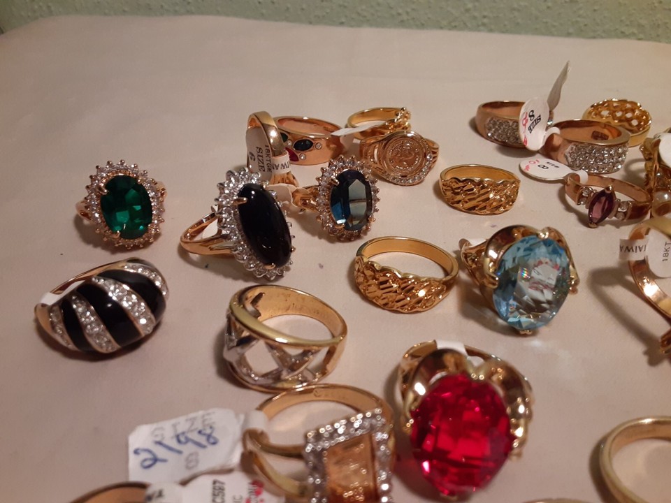 39 18k Electroplated Gold Costume Rings RhinestonesCZ eBay