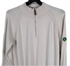 FootJoy Half-Zip Sweater Mens Large Beige Acrylic Wool Blend Golf Pullover 1/2