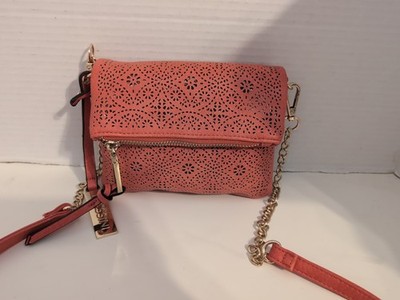 Massini Coral Cutout Crossbody Bag with Charm Chain Strap