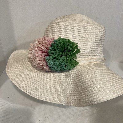 Women's 3D Floral Decor Straw Wide Brim Flower Sun Hat Summer Outdoor Beach Hat