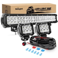 Nilight - ZH002 20Inch 126W Spot Flood Combo Off Road Led Light Bar 2PCS 18w ...