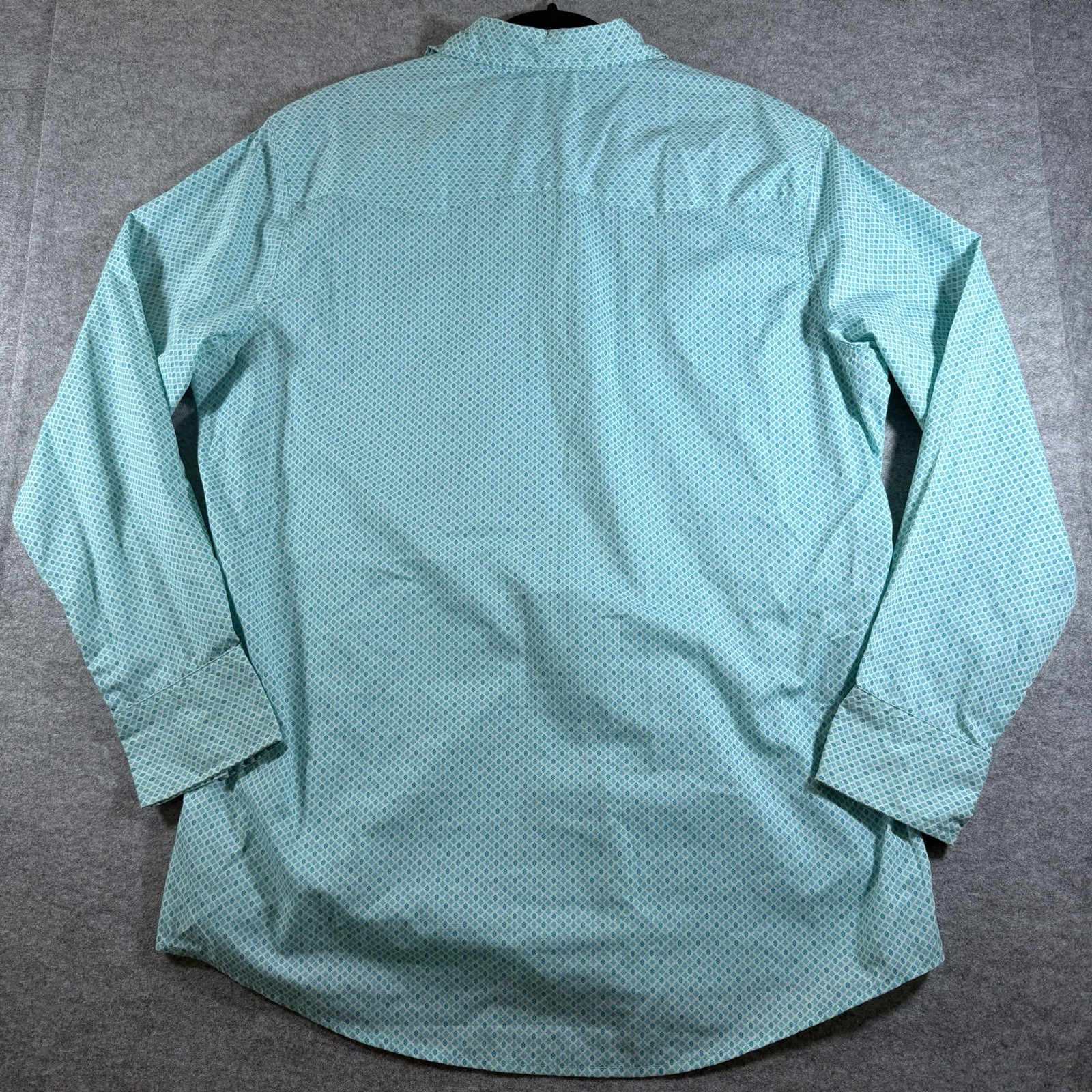 Wrangler Wrancher Pearl Snap Shirt Mens XL Tall Teal Geo Rodeo Western Cowboy thumbnail 2
