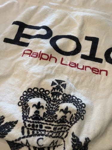 Vintage Polo Ralph Lauren Crest Strandtuch weiß 67 x 35 & Tasche - Bild 3 von 4