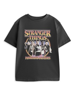 Stranger Things Grau Hawkins Heroes Kurzärmeliges T-Shirt Unisex Kinder