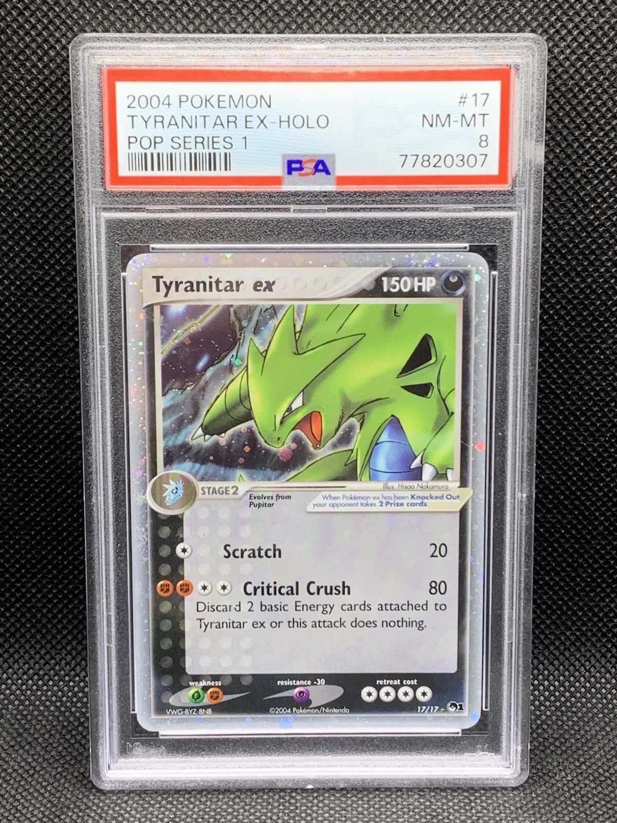 2004 POKEMON POP SERIES 1 #17 TYRANITAR EX-HOLO PSA 8
