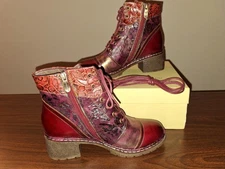 L'Artiste by Spring Step Leather Fallinluv Bordeaux Boot Women's EU 38 US 7.5-8