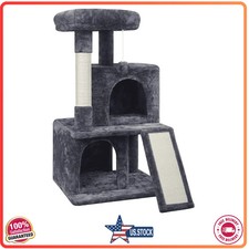 Alden Design 36in Cat Tree Condo Tower with Scratching Post Dark Gray